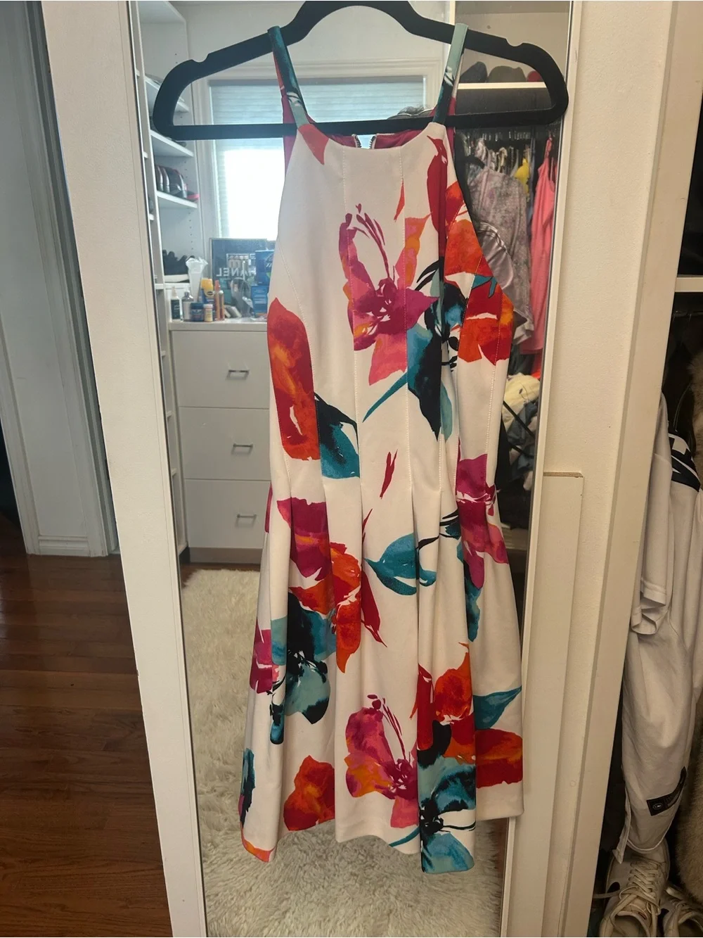 Vince Camuto White Maxi Dress with Pink, Red & Teal Floral Print - Picture 4 of 5